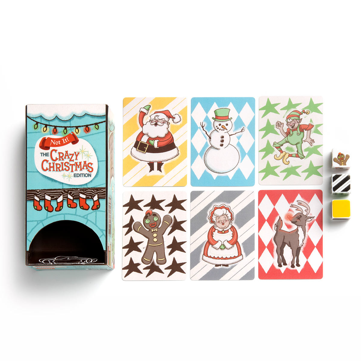Not It! Christmas edition box, cards, and dice
