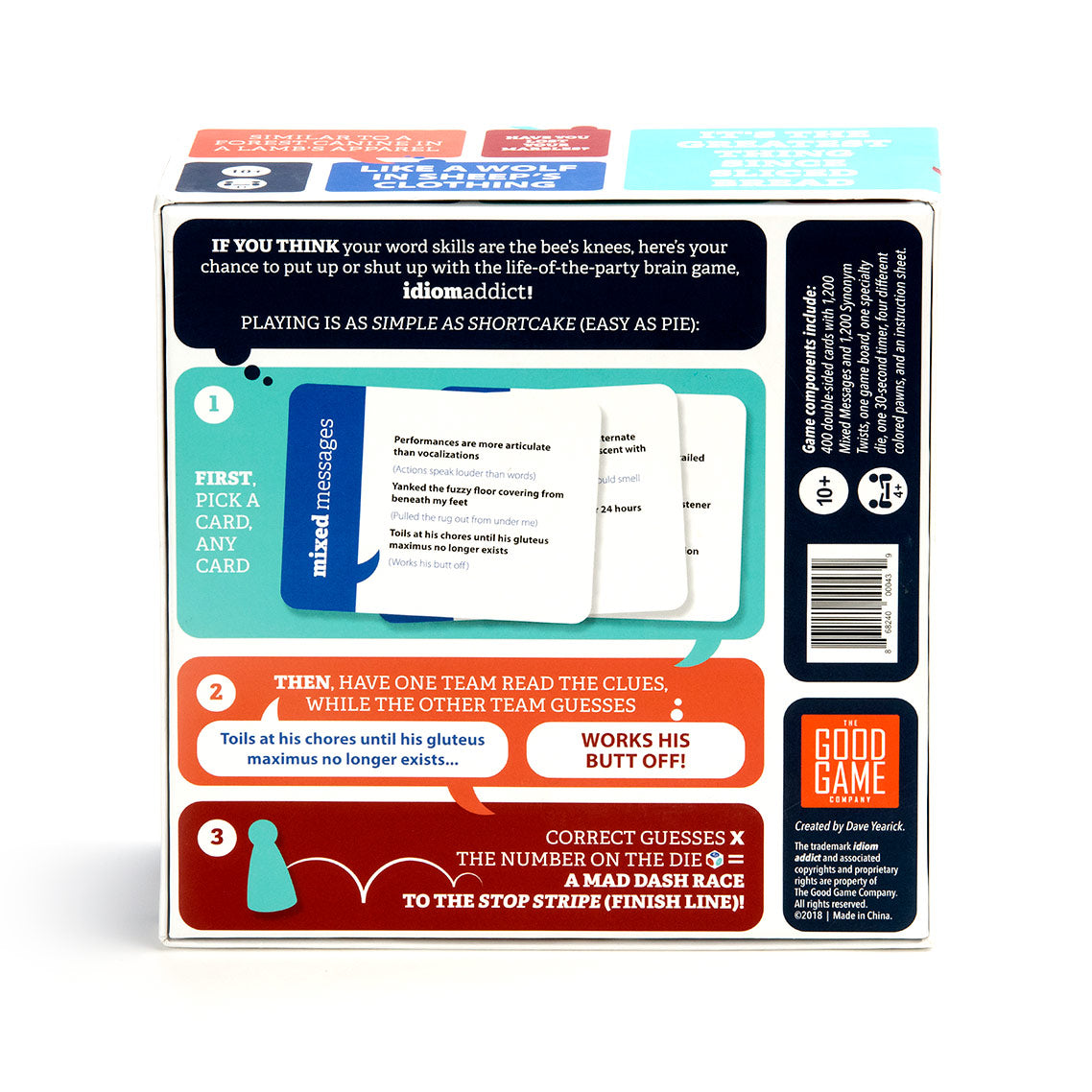 Idiom Addict box back