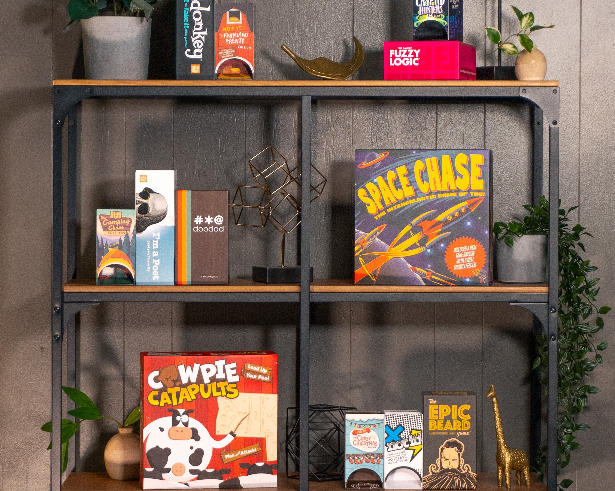 Shelf with several games