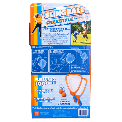 Djubi Slingball Freestyle - The Ultimate Game of Catch, Long Distance Slingshot Scoop Ball Set, Fun Indoor & Outdoor Sports Toy - 6+